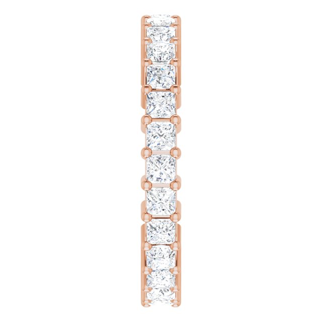 10K Gold Square Lab-Grown Diamond Shared-Prong Eternity Band – 2x2 mm Stones - Rose Gold - view 4