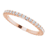 10K Gold Round Natural Diamond Shared-Prong Eternity Band – 1.3 mm Stones - Rose Gold - view 5