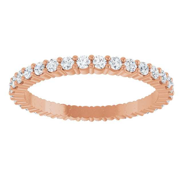 10K Gold Round Lab-Grown Diamond Shared-Prong Eternity Band – 1.5 mm Stones - Rose Gold - view 3