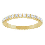 14K Gold Round Natural Diamond Shared-Prong Eternity Band – 1.5 mm Stones - Yellow Gold - view 3