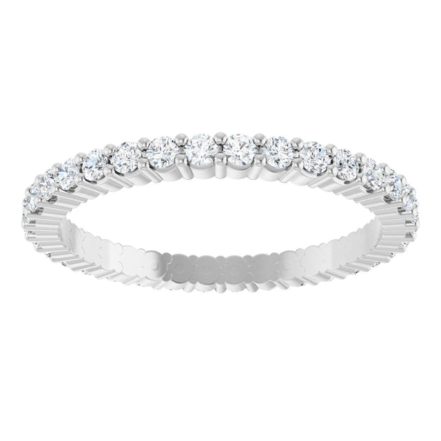 10K Gold Round Natural Diamond Shared-Prong Eternity Band – 1.5 mm Stones - White Gold - view 3