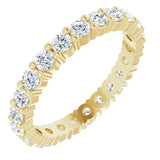 14K Gold Round Natural Diamond Shared-Prong Eternity Band – 2.25 mm Stones - Yellow Gold