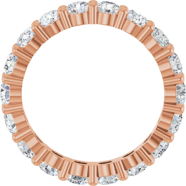 10K Gold Round Lab-Grown Diamond Shared-Prong Eternity Band – 3 mm Stones - Rose Gold - view 2