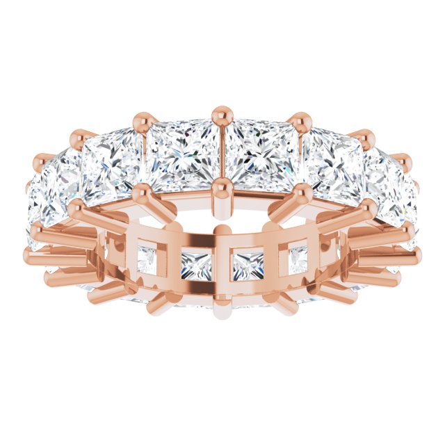 10K Gold Square Lab-Grown Diamond Shared-Prong Eternity Band – 4x4 mm Stones - Rose Gold - view 3