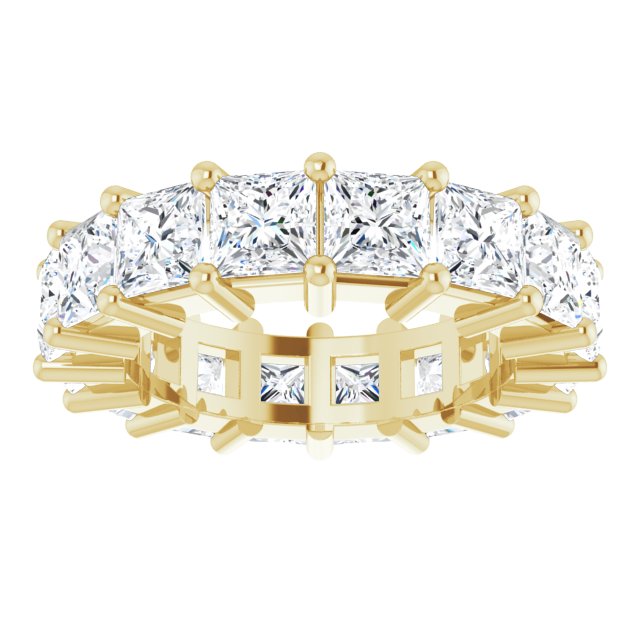 10K Gold Square Natural Diamond Shared-Prong Eternity Band – 4x4 mm Stones - Yellow Gold - view 3
