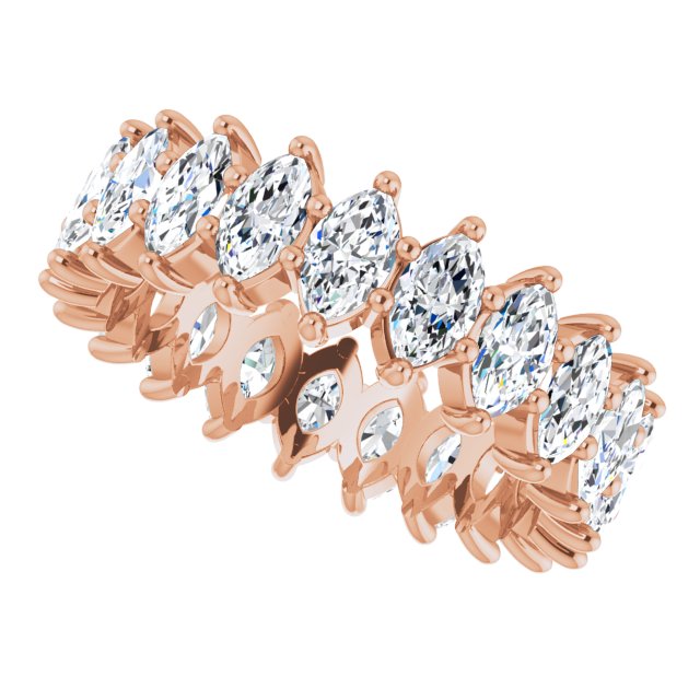 14K Gold Marquise Lab-Grown Diamond Shared-Prong Eternity Band – 4.5x2.5 mm Stones - Rose Gold - view 5