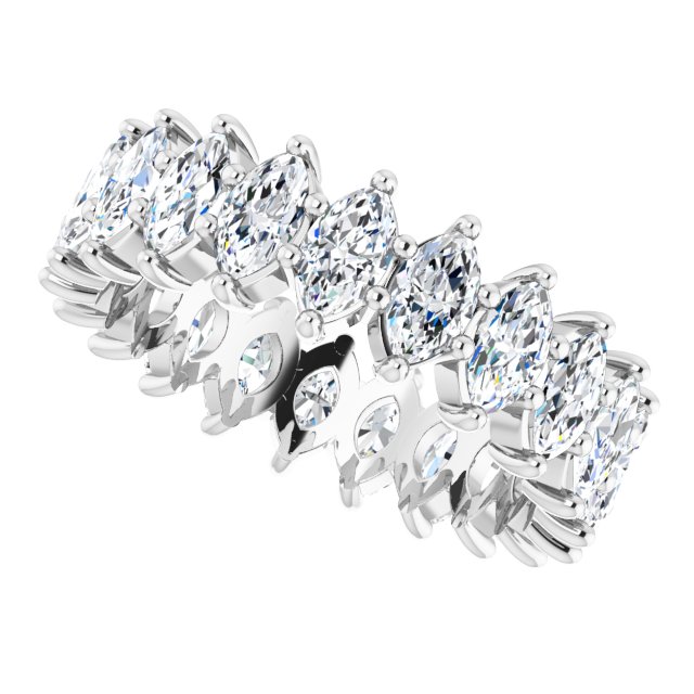 14K Gold Marquise Natural Diamond Shared-Prong Eternity Band – 4.5x2.5 mm Stones - White Gold - view 5