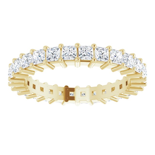10K Gold Square Lab-Grown Diamond Shared-Prong Eternity Band – 2x2 mm Stones - Yellow Gold - view 3