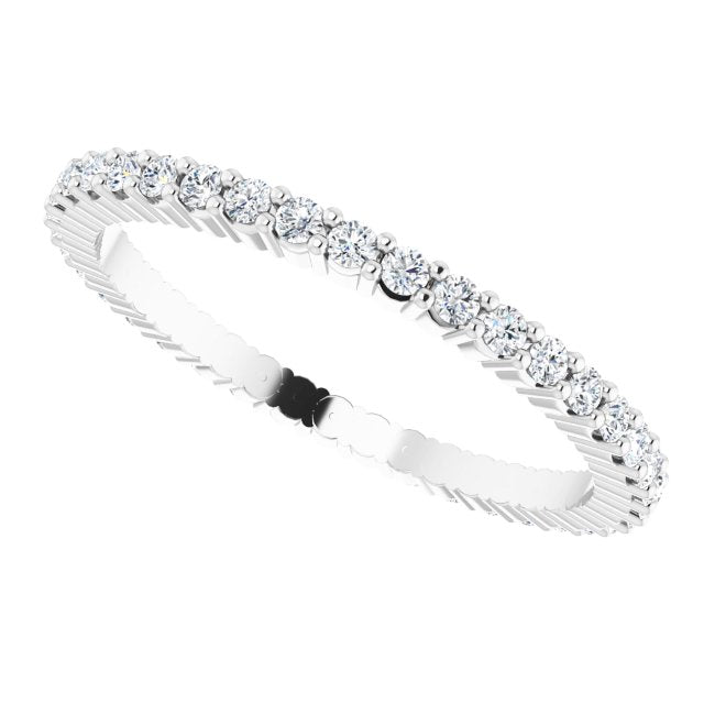 10K Gold Round Lab-Grown Diamond Shared-Prong Eternity Band – 1.3 mm Stones - White Gold - view 5