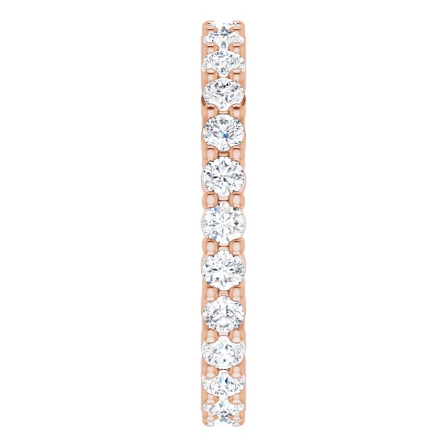 10K Gold Round Lab-Grown Diamond Shared-Prong Eternity Band – 2 mm Stones - Rose Gold - view 4