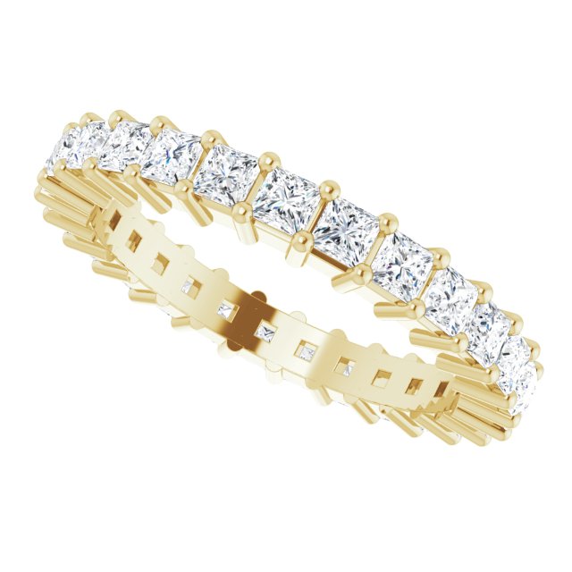 10K Gold Square Natural Diamond Shared-Prong Eternity Band – 2x2 mm Stones - Yellow Gold - view 5