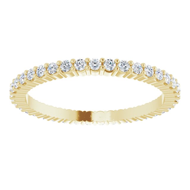 10K Gold Round Lab-Grown Diamond Shared-Prong Eternity Band – 1.3 mm Stones - Yellow Gold - view 3