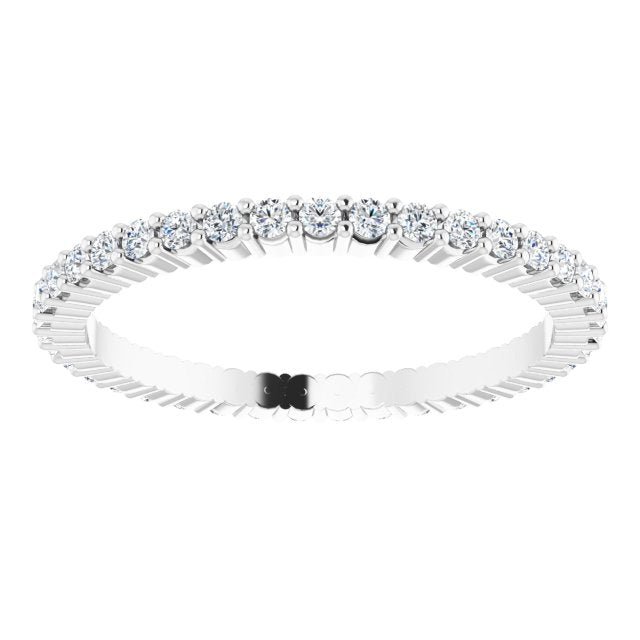 10K Gold Round Lab-Grown Diamond Shared-Prong Eternity Band – 1.3 mm Stones - White Gold - view 3
