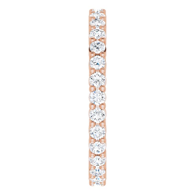 10K Gold Round Natural Diamond Shared-Prong Eternity Band – 1.75 mm Stones - Rose Gold - view 4