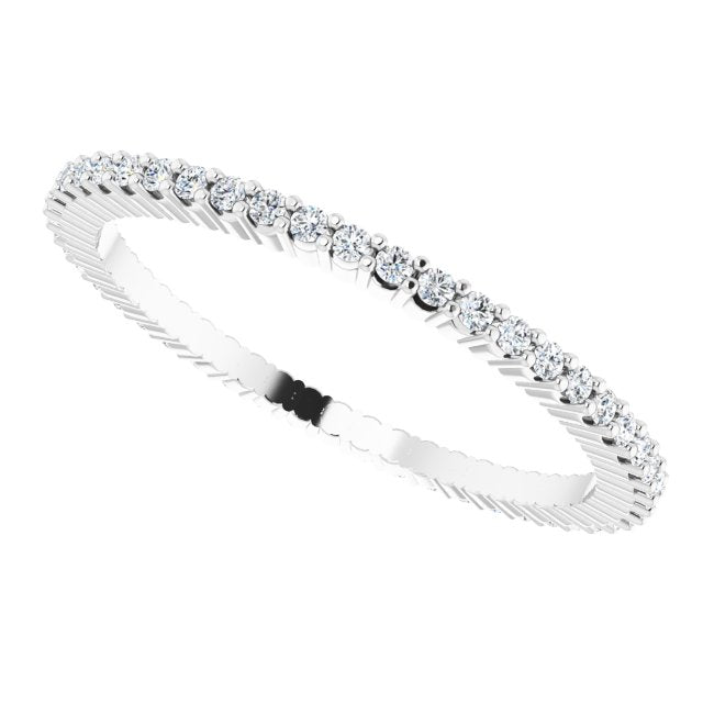 10K Gold Round Lab-Grown Diamond Shared-Prong Eternity Band – 1 mm Stones - White Gold - view 5