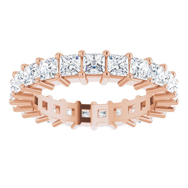 10K Gold Square Natural Diamond Shared-Prong Eternity Band – 2.5x2.5 mm Stones - Rose Gold - view 3