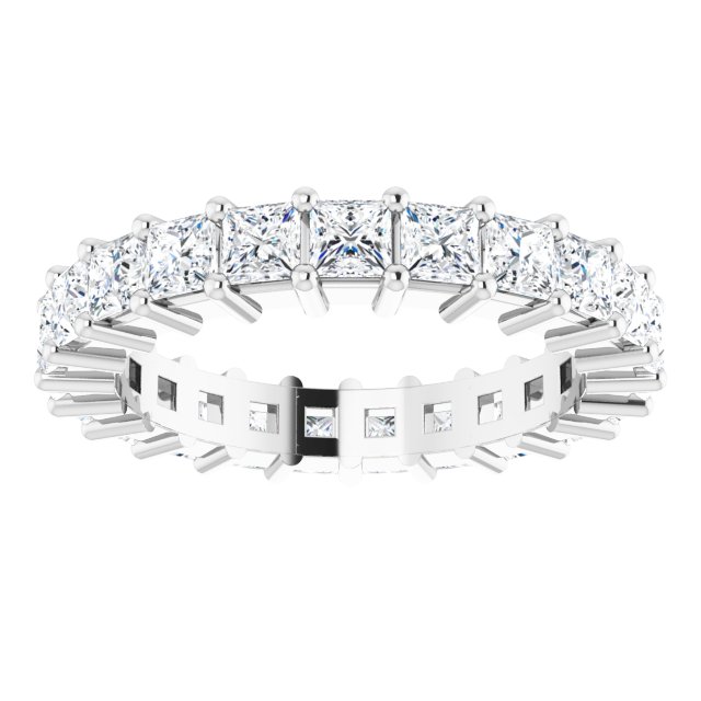 10K Gold Square Lab-Grown Diamond Shared-Prong Eternity Band – 2.5x2.5 mm Stones - White Gold - view 3