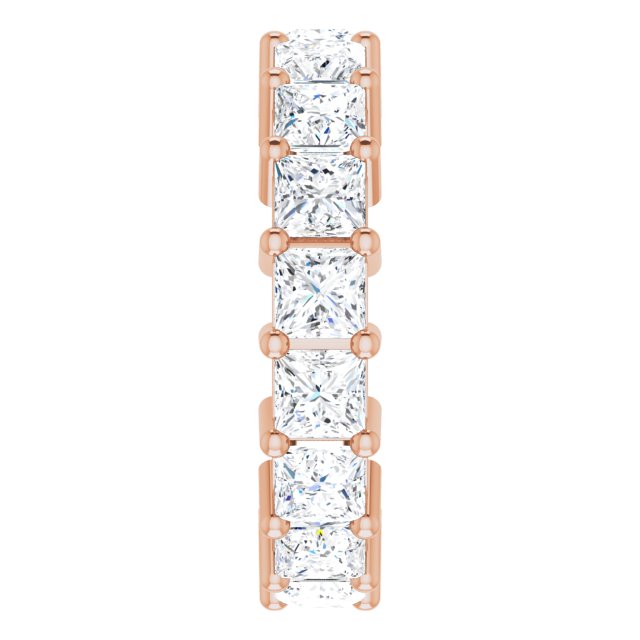 10K Gold Square Natural Diamond Shared-Prong Eternity Band – 3.5x3.5 mm Stones - Rose Gold - view 4