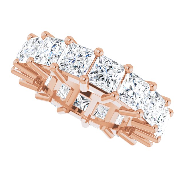 10K Gold Square Natural Diamond Shared-Prong Eternity Band – 4x4 mm Stones - Rose Gold - view 5