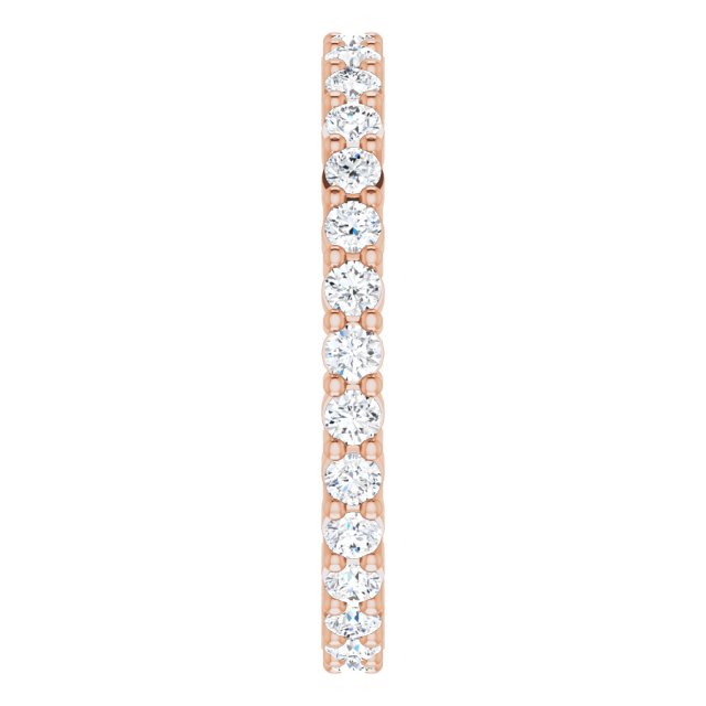 10K Gold Round Natural Diamond Shared-Prong Eternity Band – 1.7 mm Stones - Rose Gold - view 4