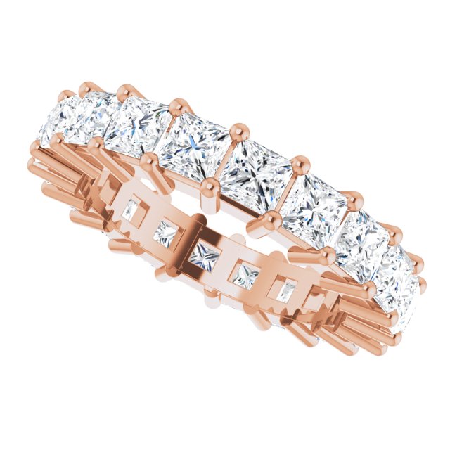 10K Gold Square Lab-Grown Diamond Shared-Prong Eternity Band – 3x3 mm Stones - Rose Gold - view 5