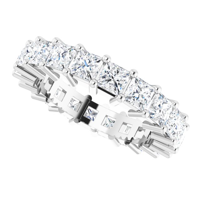10K Gold Square Natural Diamond Shared-Prong Eternity Band – 3x3 mm Stones - White Gold - view 5