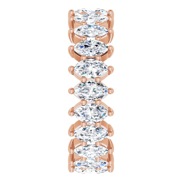 14K Gold Marquise Lab-Grown Diamond Shared-Prong Eternity Band – 4.5x2.5 mm Stones - Rose Gold - view 4