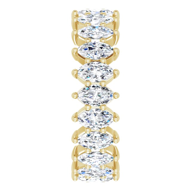 14K Gold Marquise Lab-Grown Diamond Shared-Prong Eternity Band – 4.5x2.5 mm Stones - Yellow Gold - view 4