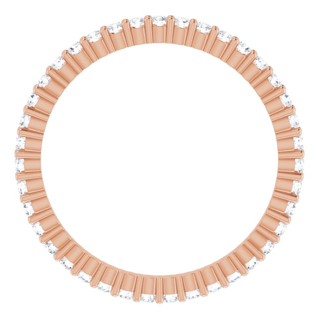 10K Gold Round Lab-Grown Diamond Shared-Prong Eternity Band – 1.3 mm Stones - Rose Gold - view 2