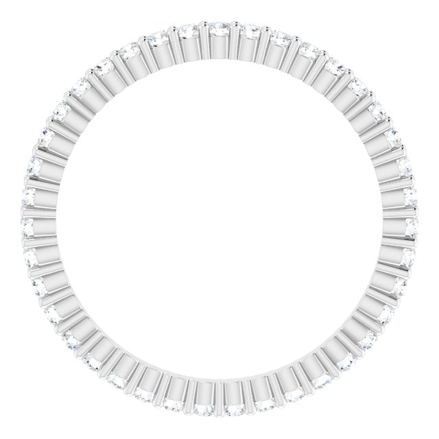 10K Gold Round Lab-Grown Diamond Shared-Prong Eternity Band – 1.3 mm Stones - White Gold - view 2