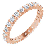 10K Gold Round Lab-Grown Diamond Shared-Prong Eternity Band – 2 mm Stones - Rose Gold