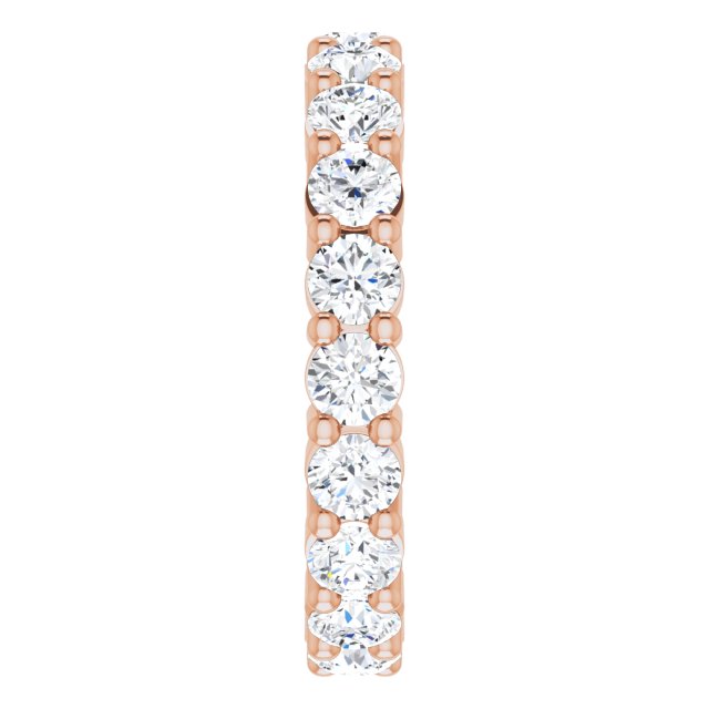 10K Gold Round Lab-Grown Diamond Shared-Prong Eternity Band – 3 mm Stones - Rose Gold - view 4