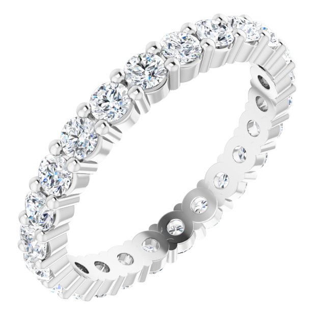 10K Gold Round Natural Diamond Shared-Prong Eternity Band – 2.25 mm Stones - White Gold