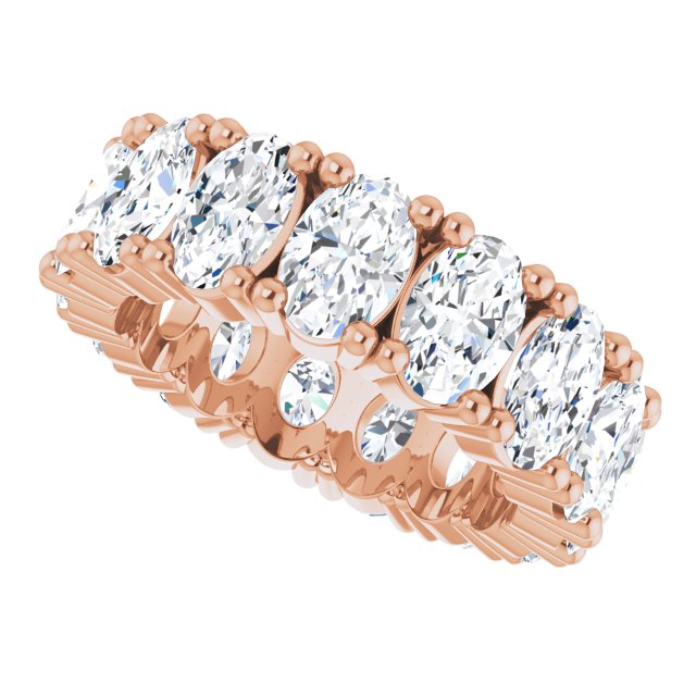 10K Gold Oval Lab-Grown Diamond Shared-Prong Eternity Band – 6x4 mm Stones - Rose Gold - view 5