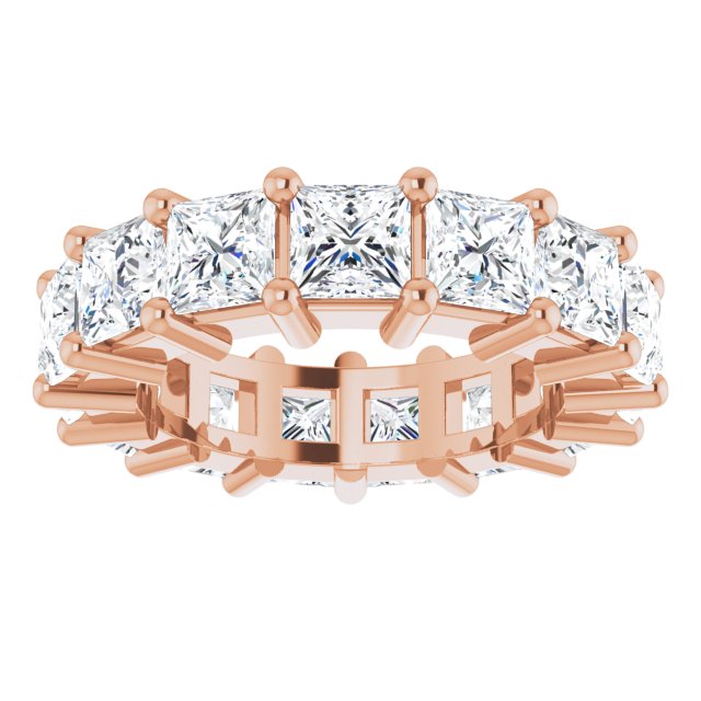 10K Gold Square Lab-Grown Diamond Shared-Prong Eternity Band – 4x4 mm Stones - Rose Gold - view 3