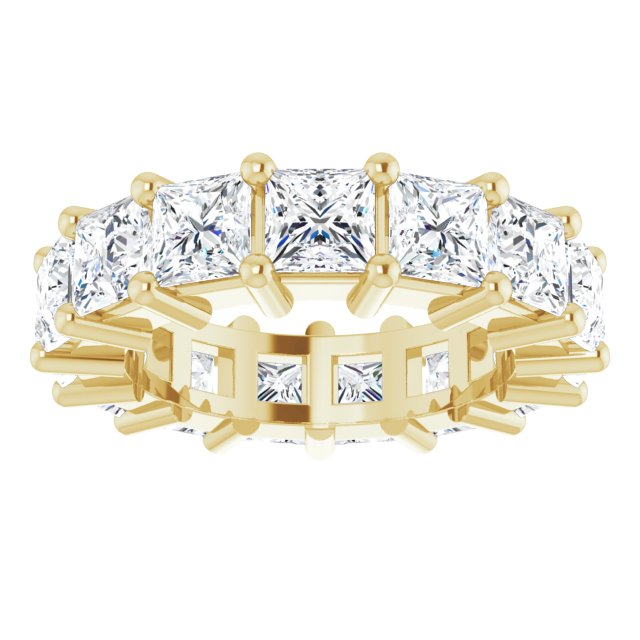 10K Gold Square Lab-Grown Diamond Shared-Prong Eternity Band – 4x4 mm Stones - Yellow Gold - view 3