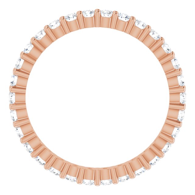 10K Gold Round Natural Diamond Shared-Prong Eternity Band – 1.75 mm Stones - Rose Gold - view 2