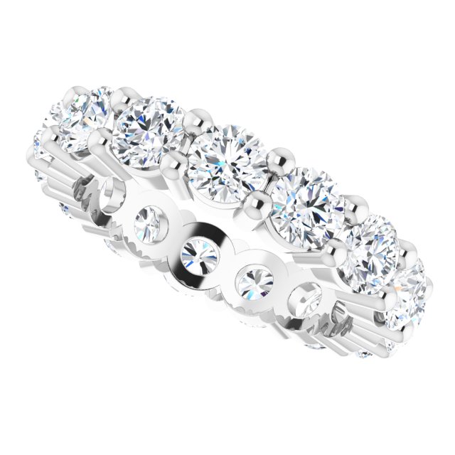 10K Gold Round Natural Diamond Shared-Prong Eternity Band – 3.75 mm Stones - White Gold - view 5