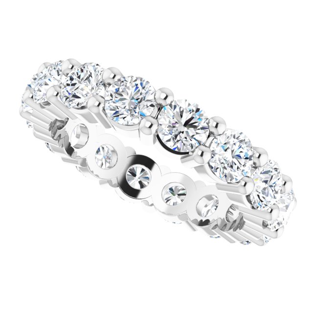 10K Gold Round Lab-Grown Diamond Shared-Prong Eternity Band – 3.5 mm Stones - White Gold - view 5