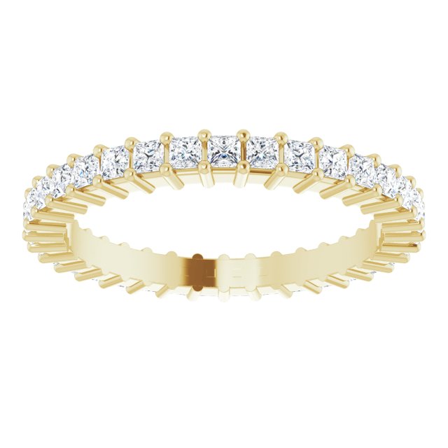 10K Gold Square Natural Diamond Shared-Prong Eternity Band – 1.5x1.5 mm Stones - Yellow Gold - view 3