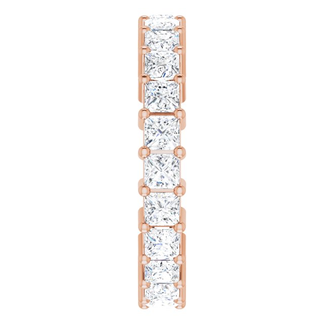 10K Gold Square Lab-Grown Diamond Shared-Prong Eternity Band – 2.5x2.5 mm Stones - Rose Gold - view 4
