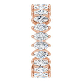 14K Gold Marquise Natural Diamond Shared-Prong Eternity Band – 4.25x2.25 mm Stones - Rose Gold - view 4