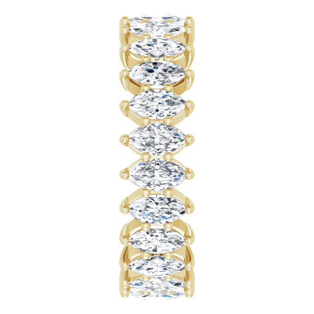 14K Gold Marquise Lab-Grown Diamond Shared-Prong Eternity Band – 4.25x2.25 mm Stones - Yellow Gold - view 4