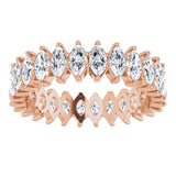 14K Gold Marquise Natural Diamond Shared-Prong Eternity Band – 4x2 mm Stones - Rose Gold - view 3