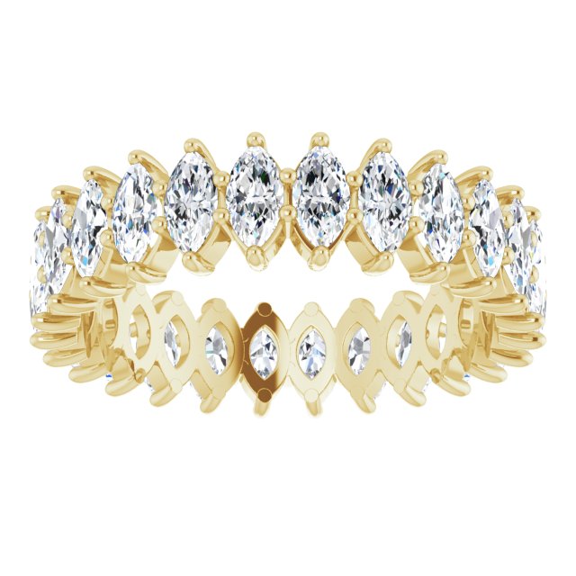 14K Gold Marquise Natural Diamond Shared-Prong Eternity Band – 4x2 mm Stones - Yellow Gold - view 3