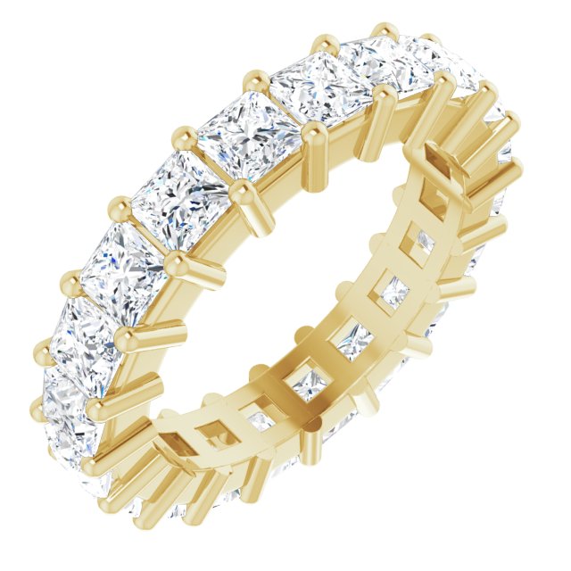 10K Gold Square Lab-Grown Diamond Shared-Prong Eternity Band – 3x3 mm Stones - Yellow Gold