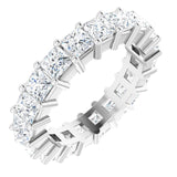 14K Gold Square Lab-Grown Diamond Shared-Prong Eternity Band – 3x3 mm Stones - White Gold
