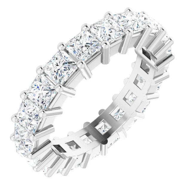 10K Gold Square Lab-Grown Diamond Shared-Prong Eternity Band – 3x3 mm Stones - White Gold