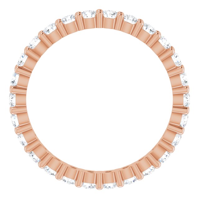 10K Gold Round Natural Diamond Shared-Prong Eternity Band – 2 mm Stones - Rose Gold - view 2