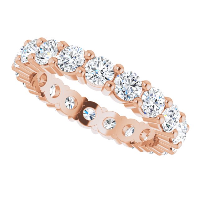 10K Gold Round Lab-Grown Diamond Shared-Prong Eternity Band – 3 mm Stones - Rose Gold - view 5